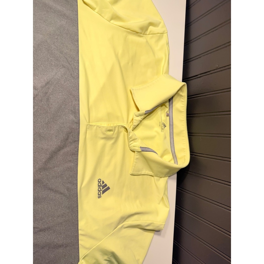 Adidas Golf Polo Shirt Mens 2XL Yellow Grey Colorblock Performance Short Sleeve